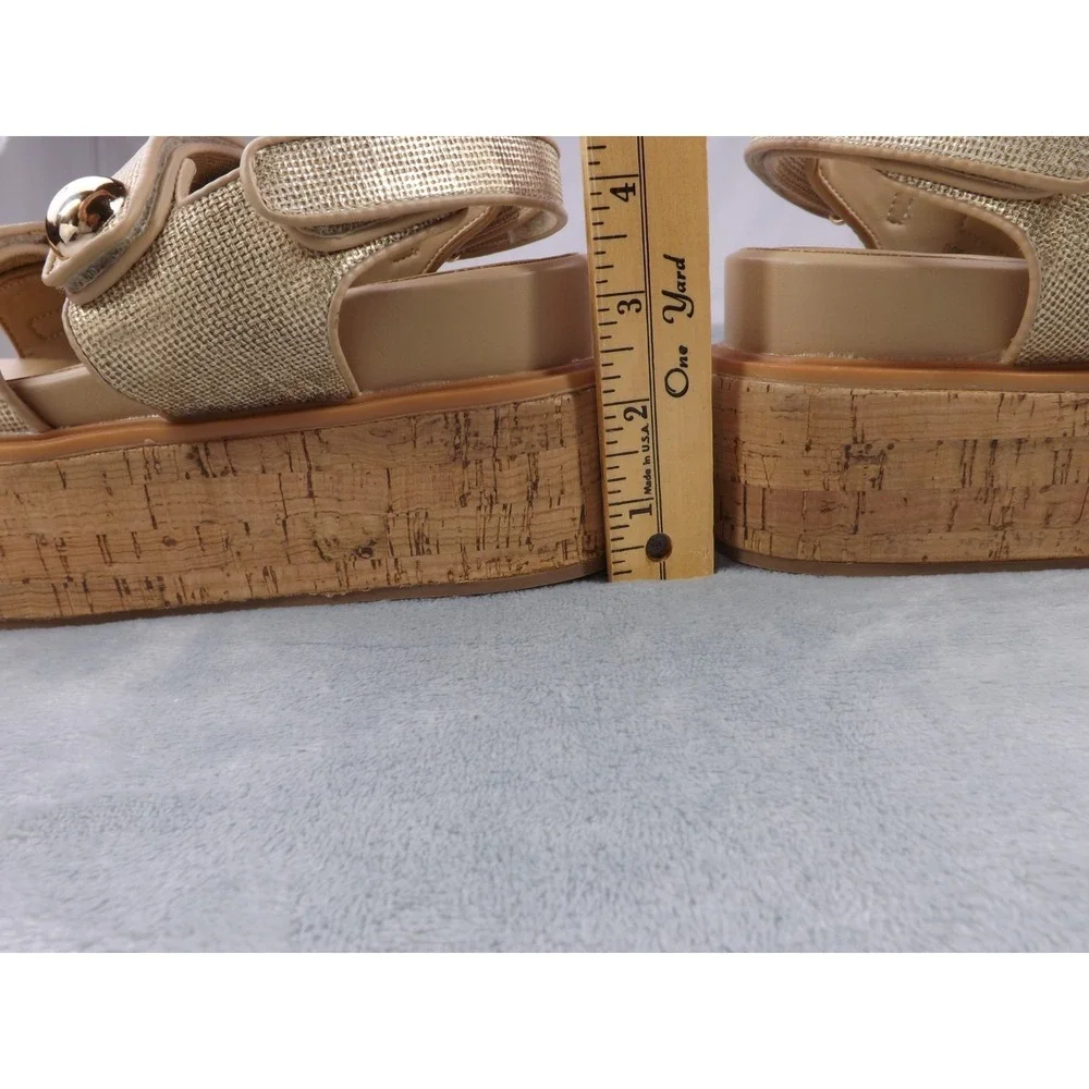 Shu Shop Lucille Women's 7.5 Gold Metallic Platform Sandals Padded Footbed NWT